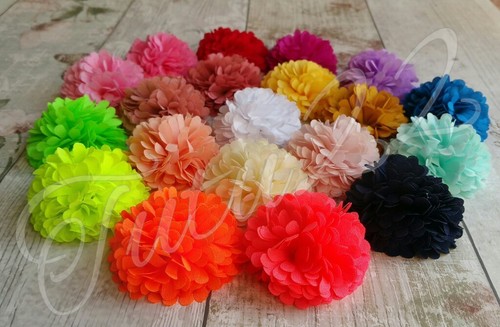 Chiffon pompom flower - pompom, 2.5"