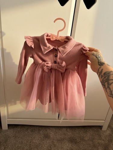 Pink bow tutu style dress - pink,