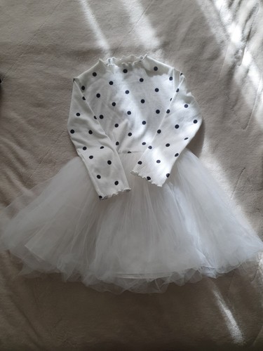 Girls white polka - polka, tutu