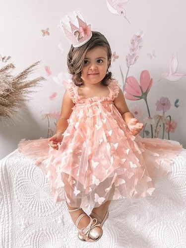 Pink tulle baby girl butterfly - pink,